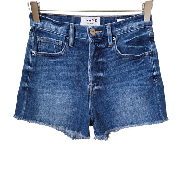 FRAME Le Original High Rise Raw Hem Denim Shorts - Lawrence